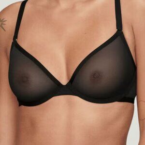 CUUP the plunge Mesh Bra in black 32 G